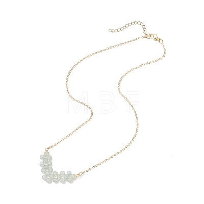 Natural Green Aventurine Faceted Round Beaded Arrow Pendant Brass Cable Chain Necklaces NJEW-TA00207-02-1