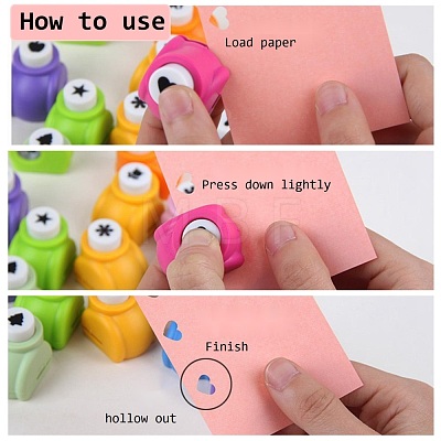Random Single Color or Random Mixed Color Mini Plastic Craft Paper Punch Sets for Scrapbooking & Paper Crafts AJEW-L051-09-1