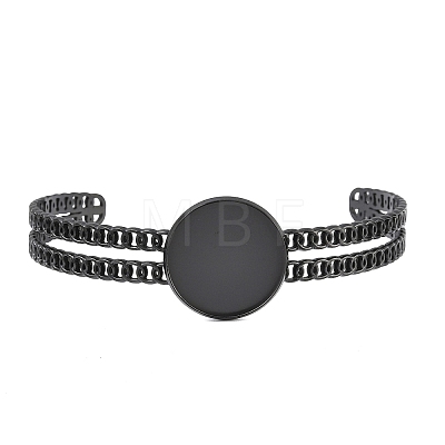304 Stainless Steel Blank Cuff Bangle Bases with Flat Round Tray SA-CBA82C8-05C-EB-1