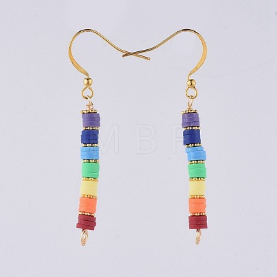 Handmade Polymer Clay Heishi Beads Dangle Earrings EJEW-JE03566-1