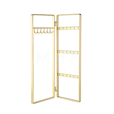 Iron Jewelry Display Folding Screen Stands with 2 Folding Panels ODIS-F001-02G-1