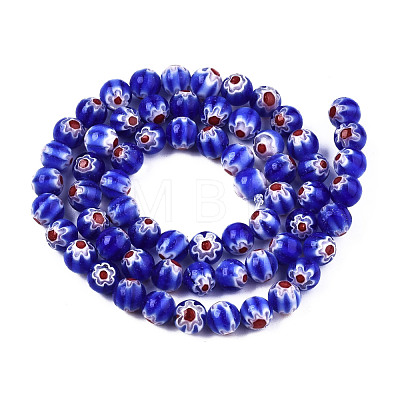 Round Millefiori Glass Beads Strands LK-P001-33-1