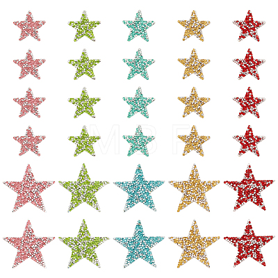 WADORN 30Pcs 10 Styles Star Hotfix Rhinestone DIY-WR0004-13-1