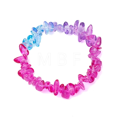 Rainbow Color Glass Chip Beaded Stretch Kid Bracelets for Girls BJEW-JB10779-1