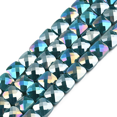 Electroplate Opaque Solid Color Glass Beads Strands EGLA-N002-43-06-1
