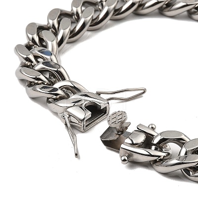 304 Stainless Steel Cuban Link Chain Bracelet NJEW-D050-02G-P-1