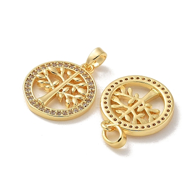 Brass Micro Pave Cubic Zirconia Pendents KK-R210-21G-02-1