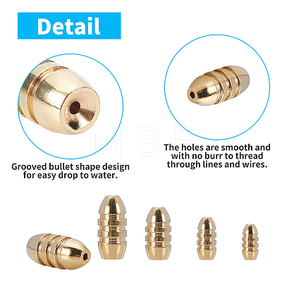 Brass Grooved Bullet Shape Weights Fishing Sinkers KK-FH0001-40G-1