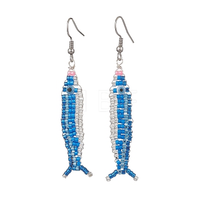 Pacific Saury Glass Seed Beads Dangle Earrings EJEW-MZ00647-1