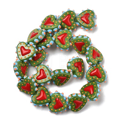 Baking Paint Glass Bumpy Beads Heart X-LAMP-V001-07E-1