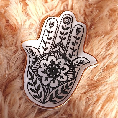 Porcelain Hamsa Hand  Jewelry Tray PW-WG44C07-01-1