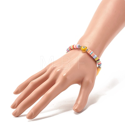 Handmade Polymer Clay Heishi Beads Stretch Bracelet BJEW-JB07372-02-1
