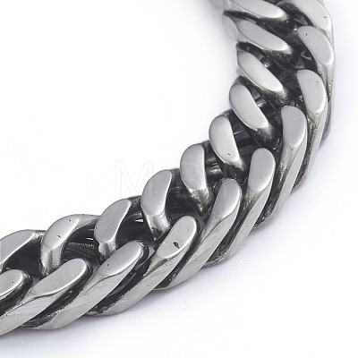 Men's 304 Stainless Steel Diamond Cut Cuban Link Chain Bracelets BJEW-L673-002B-P-1