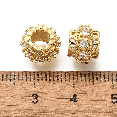 Rack Plating Brass Micro Pave Clear Cubic Zirconia European Beads KK-H508-13G-1