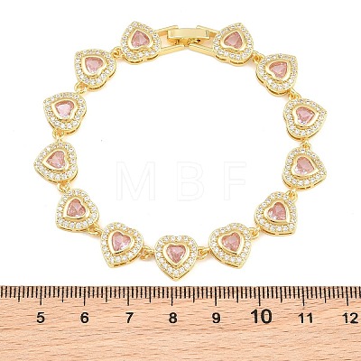 Brass Pave Cubic Zirconia Heart Tennis Bracelets for Women KK-CBA68DA-09G-02-1