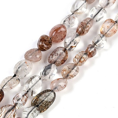 Natural Black Gold Rutilated Quartz Beads Strands G-P497-01A-16-1