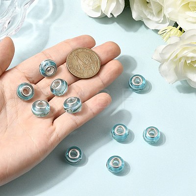 Rondelle Handmade Gold Sand Lampwork European Large Hole Beads X-LPDL-R007-07B-1