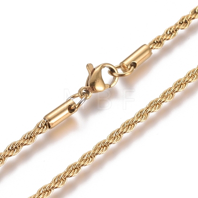 Unisex 304 Stainless Steel Rope Chain Necklaces STAS-D0002-33G-1