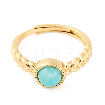 Round Natural Mixed Stone Adjustable Rings RJEW-Q817-03G-1