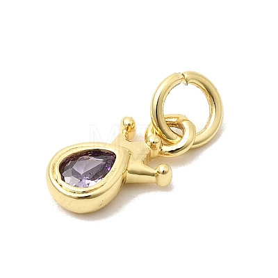 Brass Cubic Zirconia Charms KK-G554-01C-01-1
