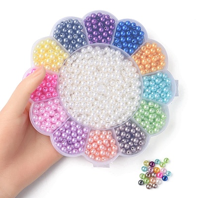 13 Style Spray Painted ABS Plastic Imitation Pearl Beads OACR-YW0001-41-1