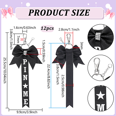 12Pcs Polyester & Rhinestone Keychains KEYC-PH0002-42A-1