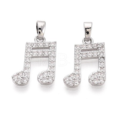 Brass Micro Pave Clear Cubic Zirconia Pendants KK-T075-84P-1