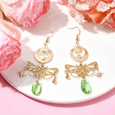 Brass Butterfly Dangle Earrings EJEW-TA00370-1