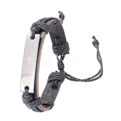 Leather Cord Bracelet for Men Women BJEW-C005-01A-1
