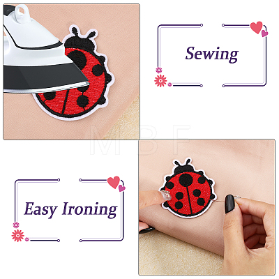 10Pcs 2 Style Ladybug & Bees Iron on Cloth Patches PATC-CA0001-11-1