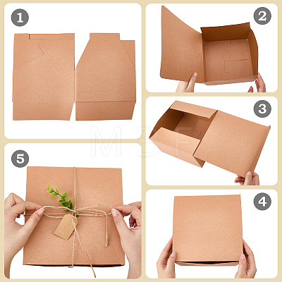 8Pcs Square Folding Kraft Paper Mailer Boxes CON-CP0001-018C-1