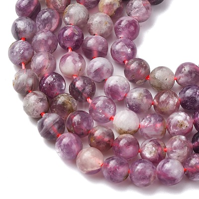 Natural Lepidolite/Purple Mica Stone Beads Strands X-G-B133-A01-6MM-1