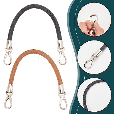   2Pcs 2 Colors Braided Imitation Leather Bag Straps FIND-PH0017-31P-1