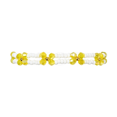 Woven Glass Flower Adjustable Braided Bead Bracelets for Women BJEW-MZ00100-01-1