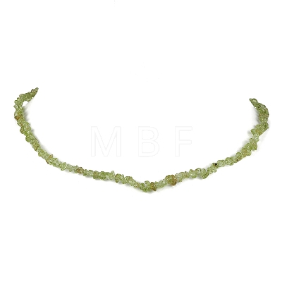 Natural Peridot Chip Beaded Necklace NJEW-JN04615-16-1