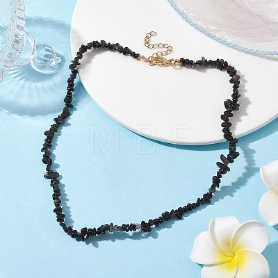 Natural Obsidian Chip Beaded Necklace NJEW-JN04616-12-1