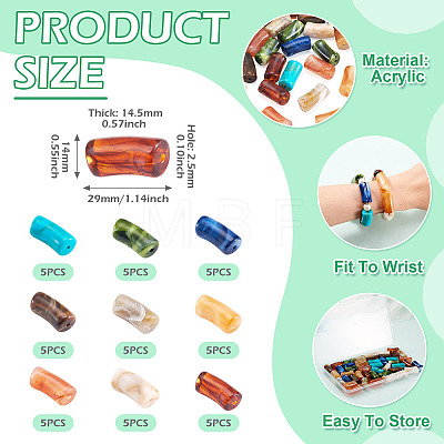 45Pcs 9 Colors Acrylic Imitation Gemstone Beads MACR-TA0002-93-1
