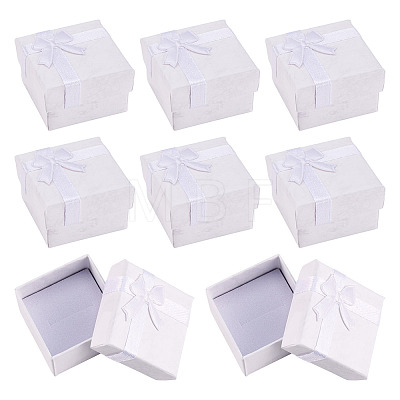 Square Paper Jewelry Ring Gift Boxes with Bowknot CON-TAC0010-80E-1