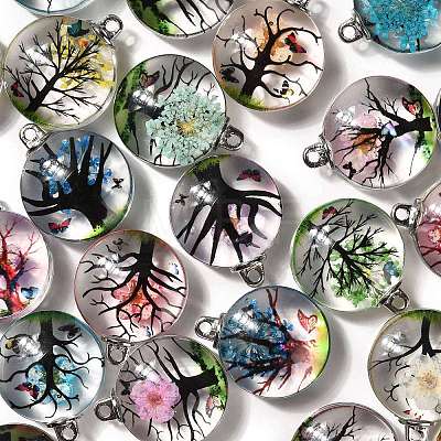 Transparent Glass Pendants GLAA-M048-03-1