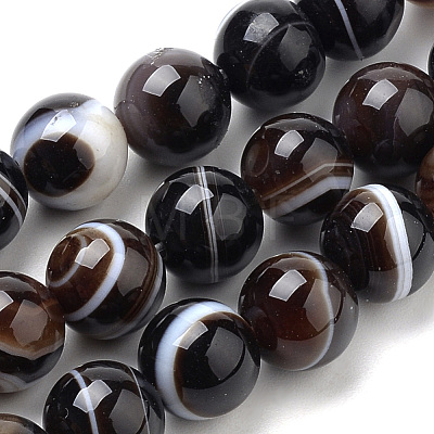 Natural Black Agate Beads Strands X-G-S259-04A-6mm-1