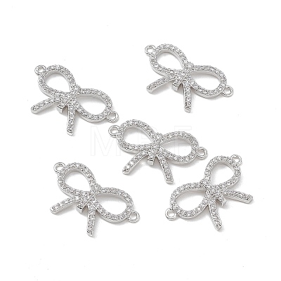 Brass Micro Pave Clear Cubic Zirconia Connector Charms KK-E068-VB066-1