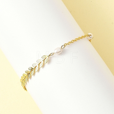 Natural Cultured Freshwater Pearl Beads Link Bracelets BJEW-JB12857-01-1