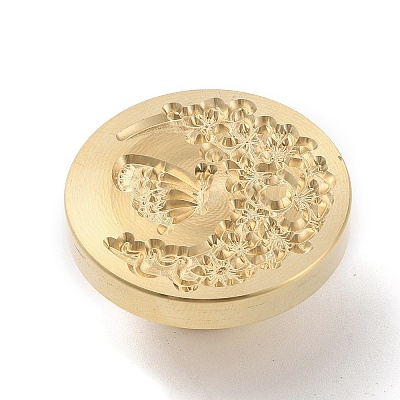 Golden Plated Brass Wax Sealing Stamp Head KK-K363-01G-03-1