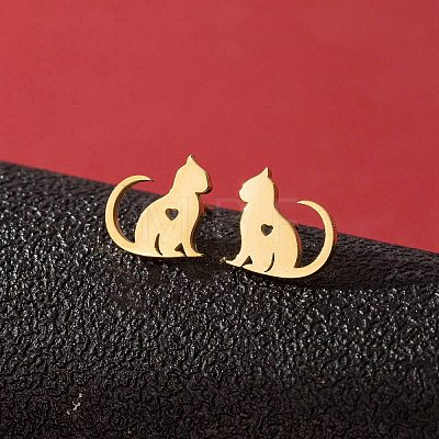 Stainless Steel Small Animal Stud Earrings for Women PW-WG5B49B-25-1