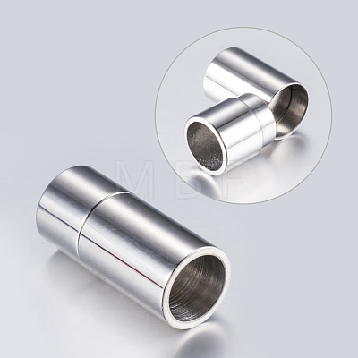 304 Stainless Steel Magnetic Clasps with Glue-in Ends STAS-F132-55P-7mm-1