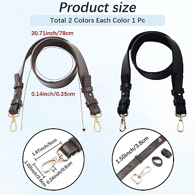 2Pcs 2 Colors PU Leather Bag Handles DIY-CL0002-68-1