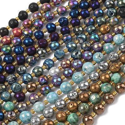 Electroplated Natural Druzy Geode Crystal Beads Strands G-G459-02-1