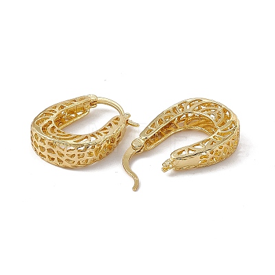 Brass Hoop Earrings for Women EJEW-M213-41G-1