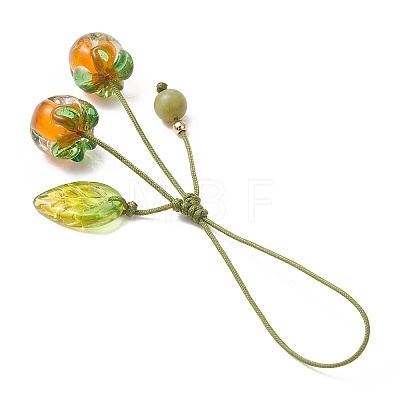 3Pcs 3 Styles Fruits Theme Glass Pendant Decorations for Mobile Accessories HJEW-TA00453-1