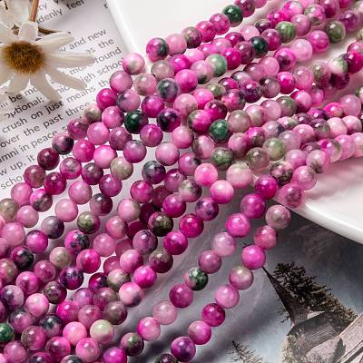 Natural Persian Jade Beads Strands G-G032-6mm-10-1